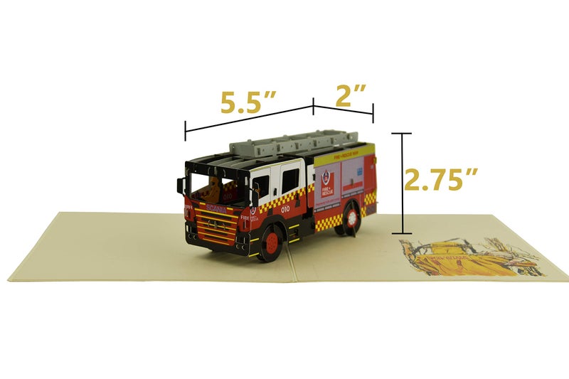 Teabug Cards Firetruck 3D Pop Up Greeting Card, Fireman Volunteer Appreciation Card, Birthday Card, Any Occasions - Image 4